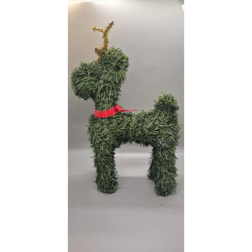 VINTAGE CHRISTMAS REINDEER FAUX EVERGREEN TOPIARY ARTIFICIAL TREE DEER 10